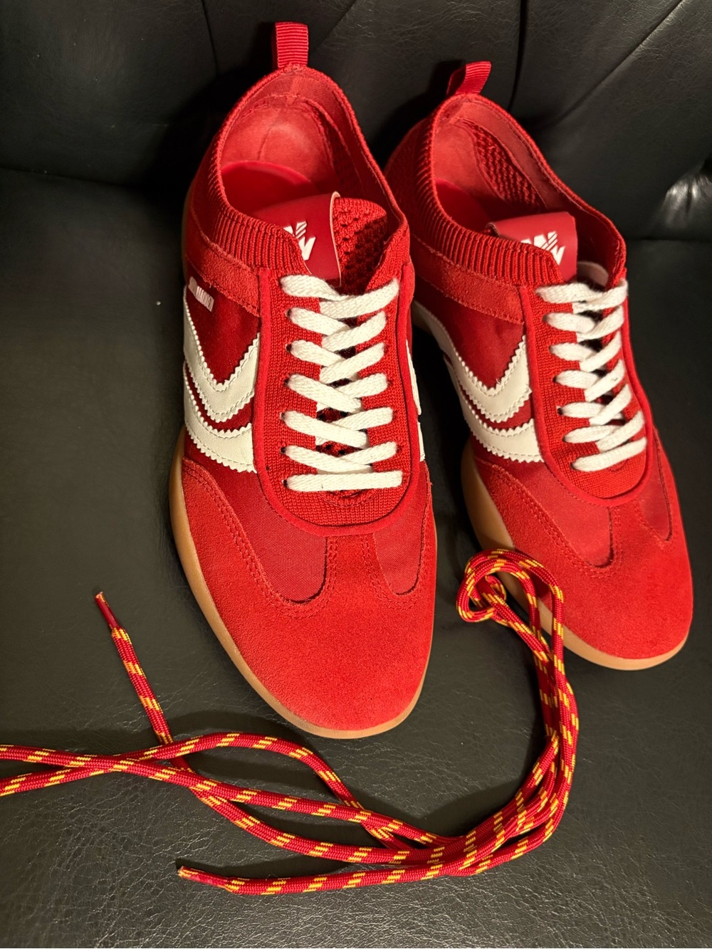 Steve Madden Red Suede Sneakers with White Accents (plus extra shoelaces)